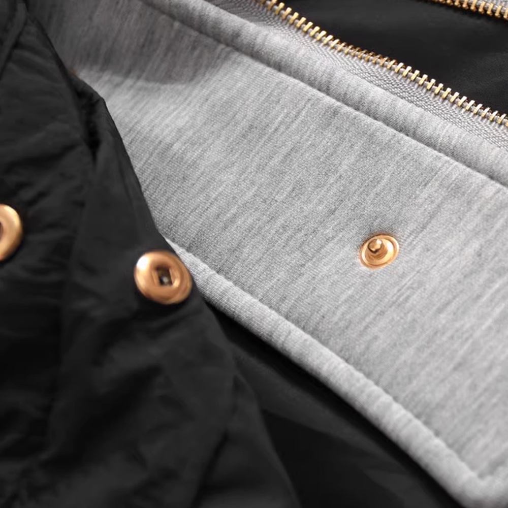 Loose-Fit Removable Hooded Round Neck Long-Sleeve Diamond Pattern Cotton Jacket - 图片 8