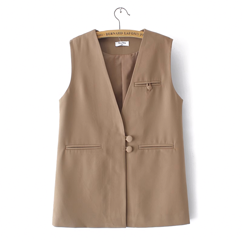 Solid Color V-Neck Vest for Women