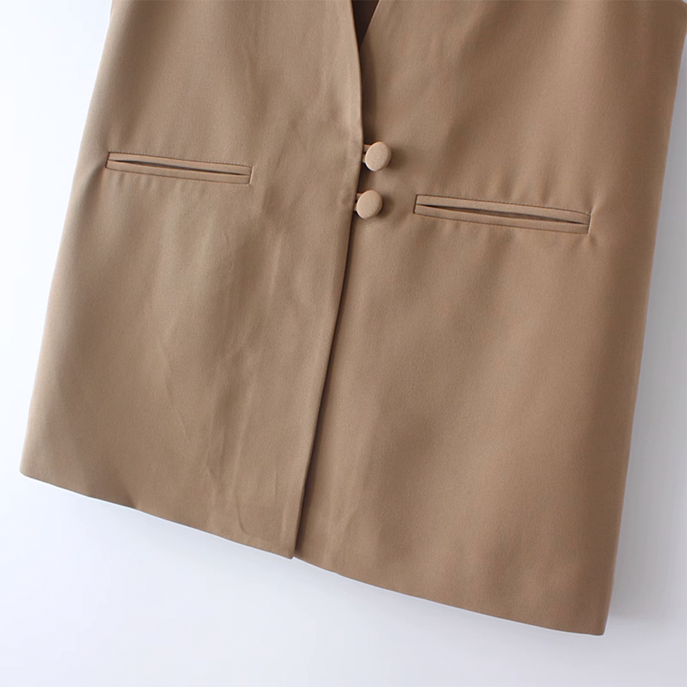 Solid Color V-Neck Vest for Women - 图片 5