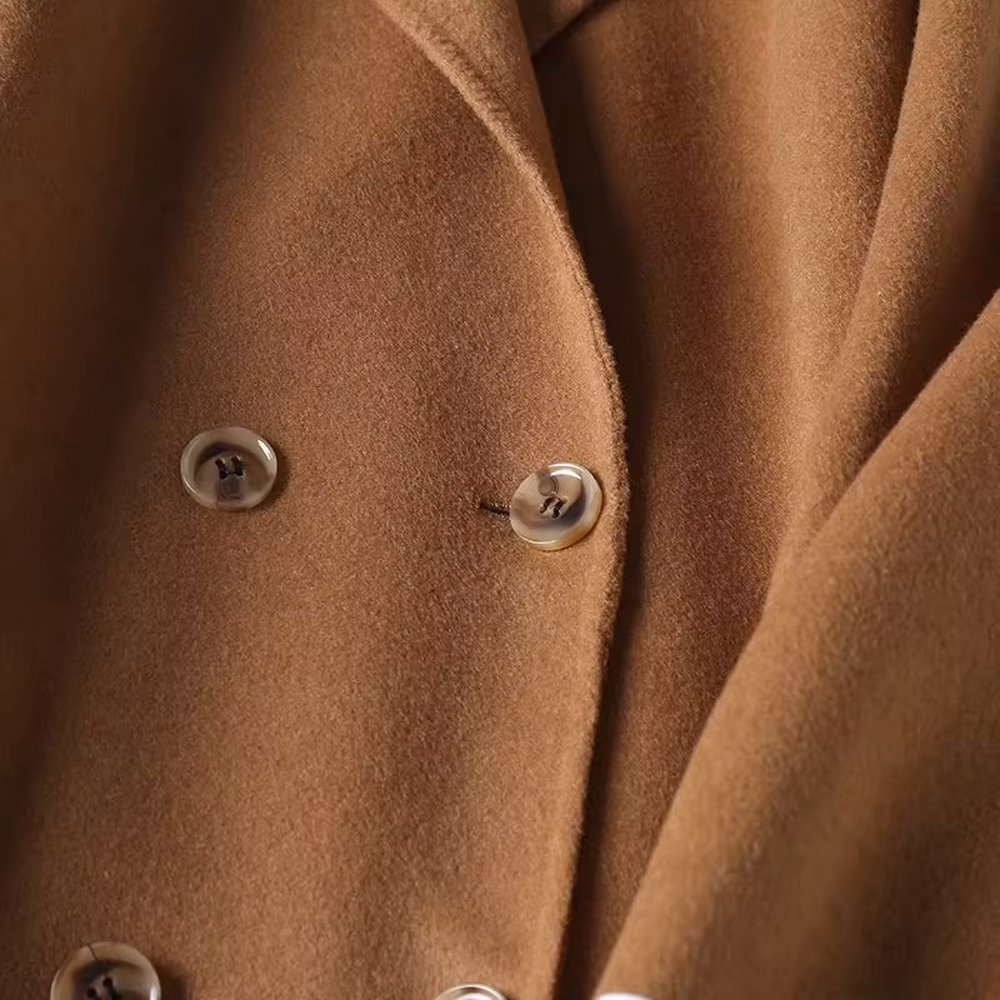 Double-Breasted Mid-Length Wool Coat for Women - Stylish and Elegant - 图片 5