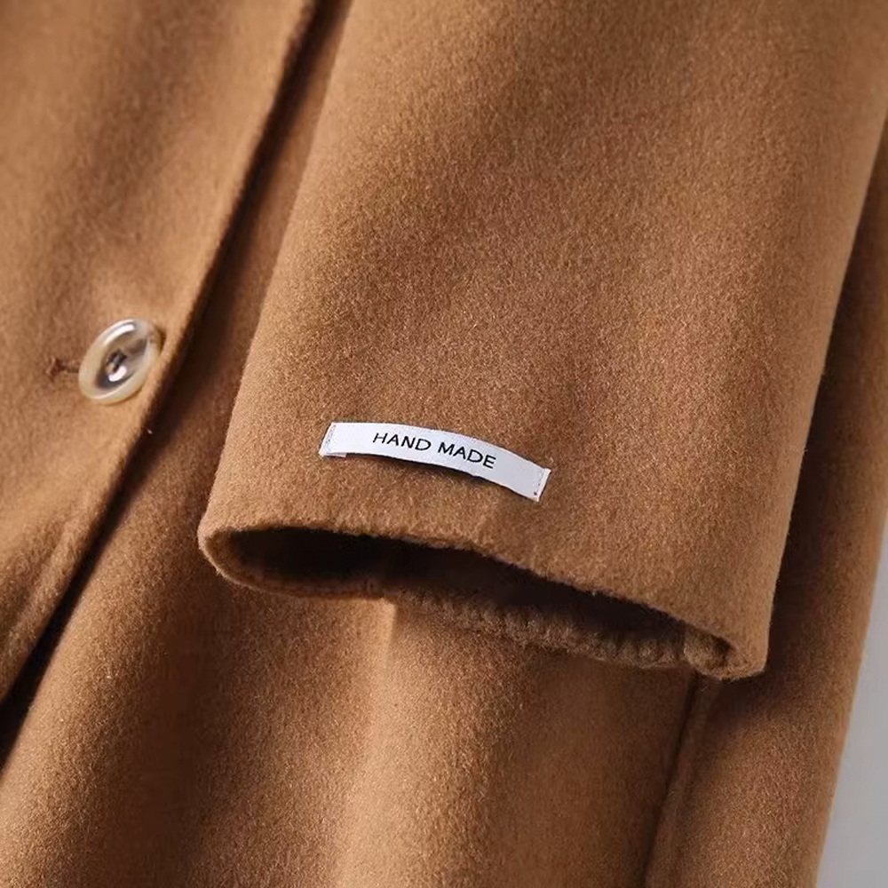 Double-Breasted Mid-Length Wool Coat for Women - Stylish and Elegant - 图片 4