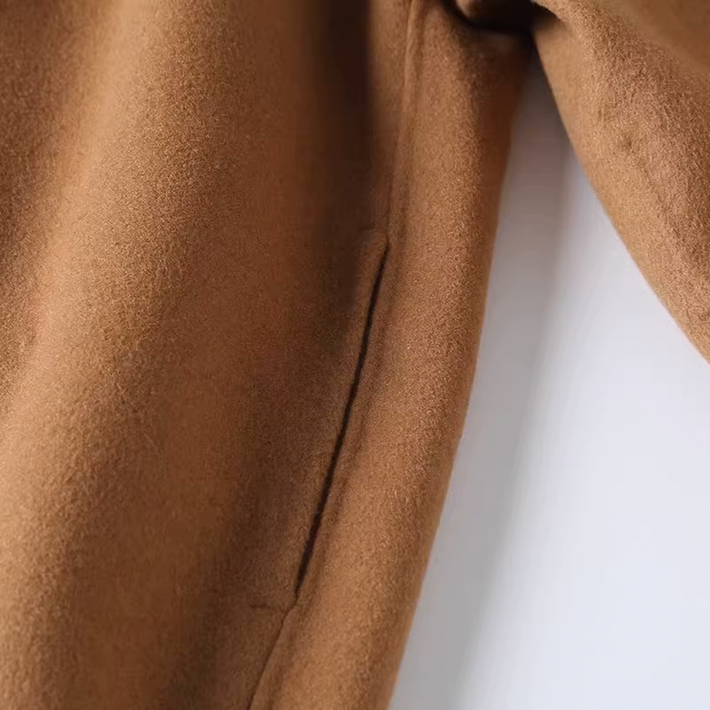 Double-Breasted Mid-Length Wool Coat for Women - Stylish and Elegant - 图片 3