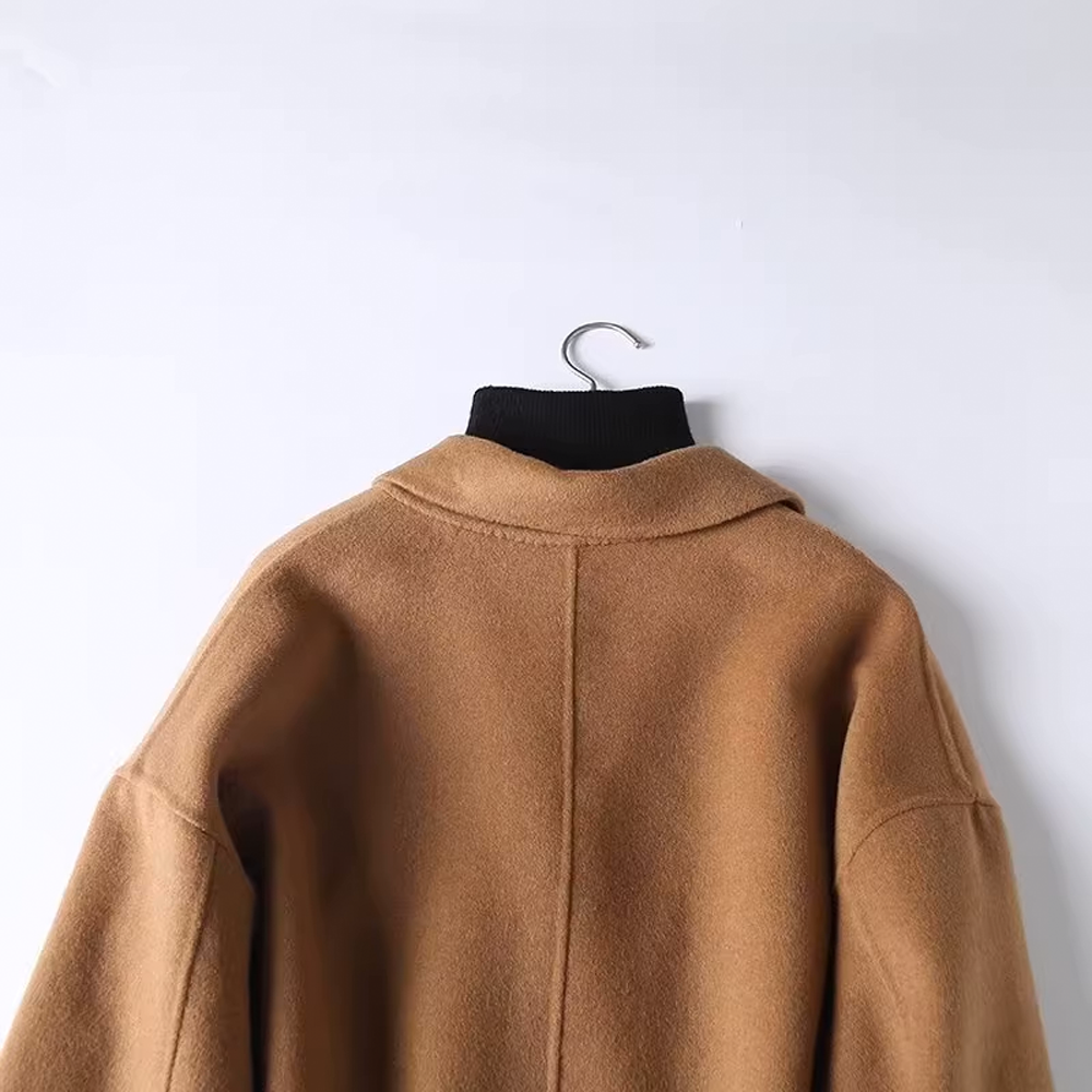 Double-Breasted Mid-Length Wool Coat for Women - Stylish and Elegant - 图片 9