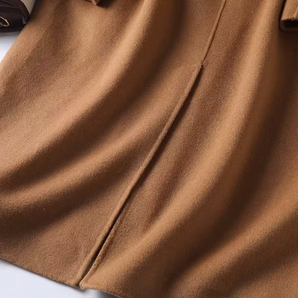 Double-Breasted Mid-Length Wool Coat for Women - Stylish and Elegant - 图片 8