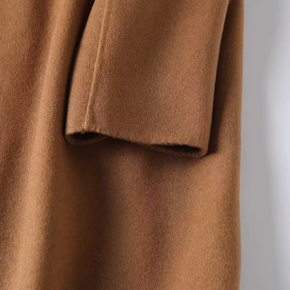 Double-Breasted Mid-Length Wool Coat for Women - Stylish and Elegant - 图片 7