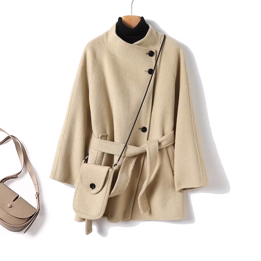 Loose-Fit Versatile Lapel Collar Double-Sided Wool Coat - Stylish and Comfortable