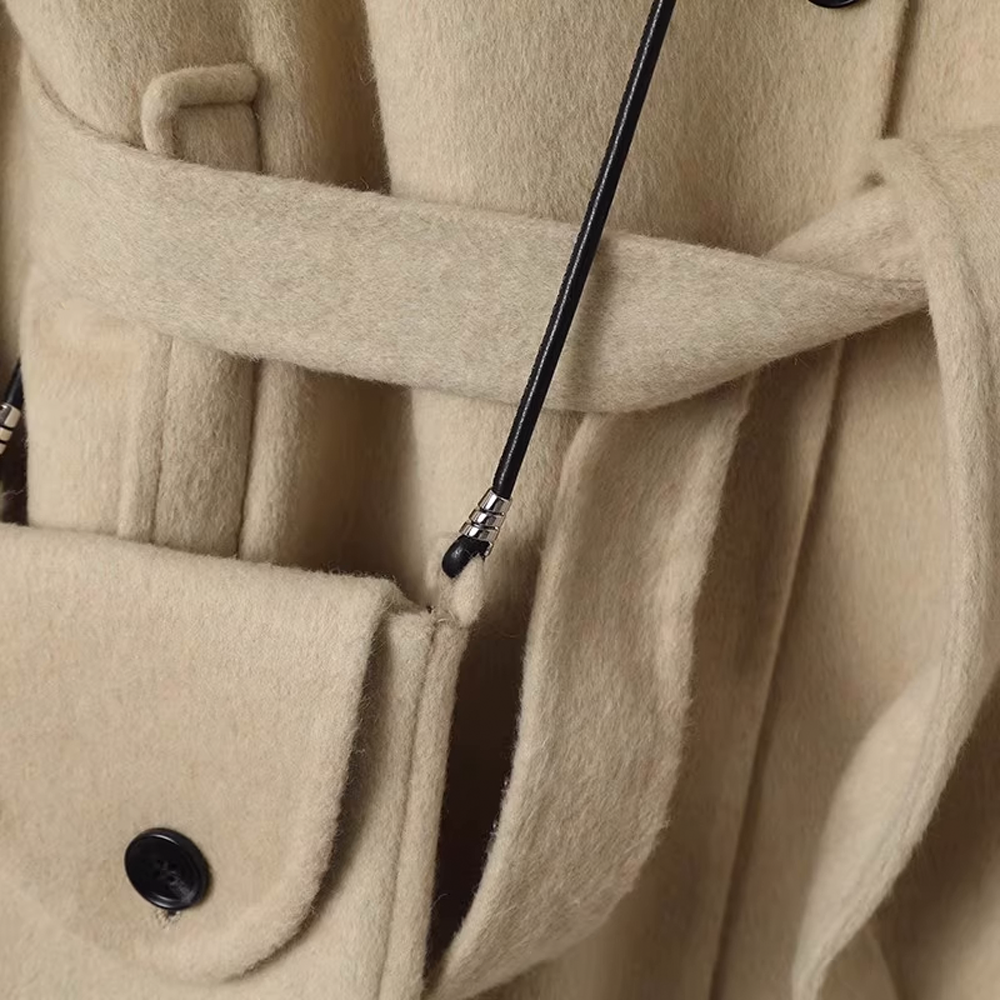 Loose-Fit Versatile Lapel Collar Double-Sided Wool Coat - Stylish and Comfortable - 图片 6