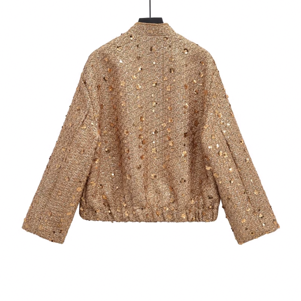 Loose-Fit Pearl-Embellished Chanel-Style Jacket with Pilot Lapel Collar for Women - 图片 2