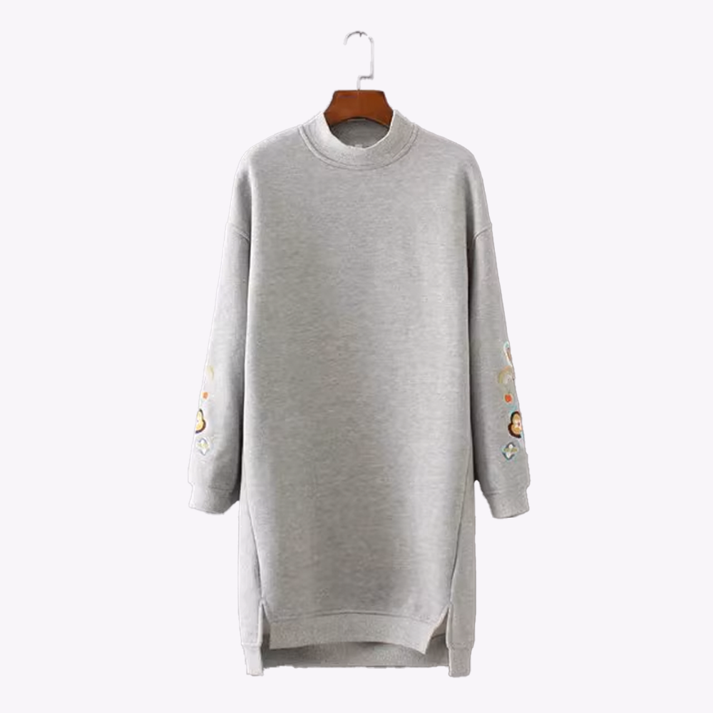 Long Plush-Lined Over-Knee Sweatshirt for Women - Cozy and Stylish